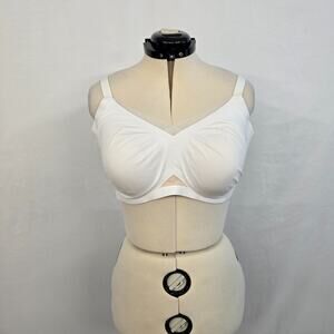 Honeylove Crossover Bra Women's 3X 44DD 44DDD Removable Pads Wireless White NWT